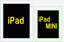 iPadとiPad MINIのサイズ比較。